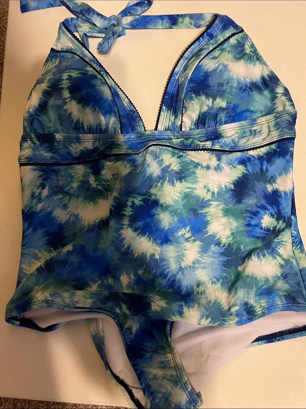 California Waves Blue and White Tie-Dye One-Piece Swimsuit